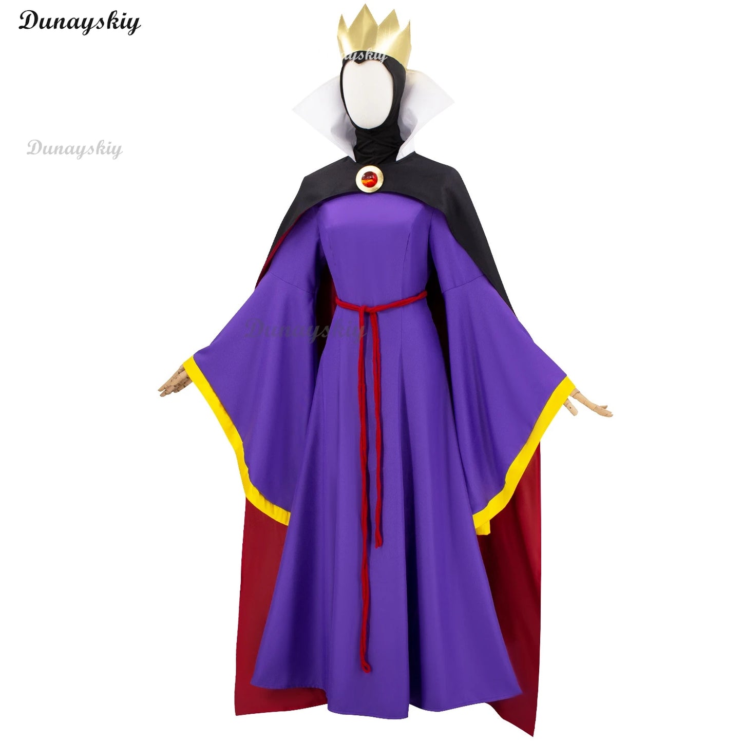 Stepmother Evil Queen Snow Cos White Cosplay Costume Queen Purple Dress Black Cope Villainous Cosplay Costume Halloween