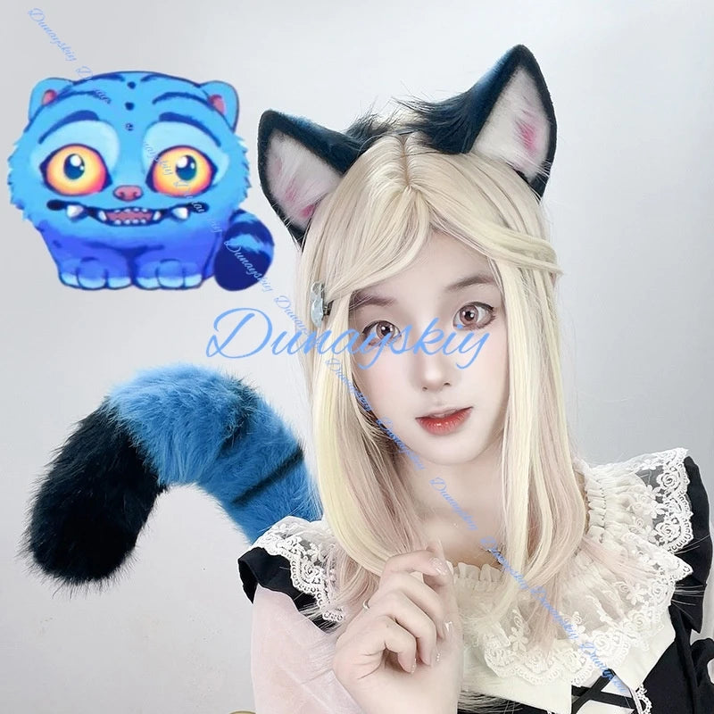 Huntrix Kpop Demon Tiger Cosplay Tail Headwear Set Party Props Ear Halloween Carnival Club Pub Masquerade Costume Women Headband