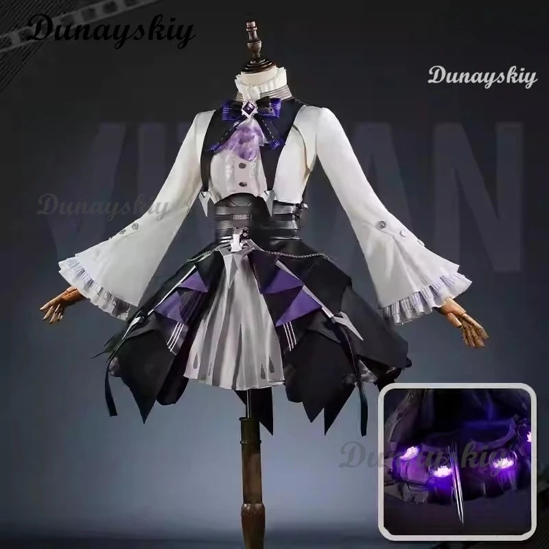 Vivian Cosplay Zenless Zone Zero Costume Wig Black Purple Dress Headwear Full Set For Women Girls Mockingbird Halloween Carnival