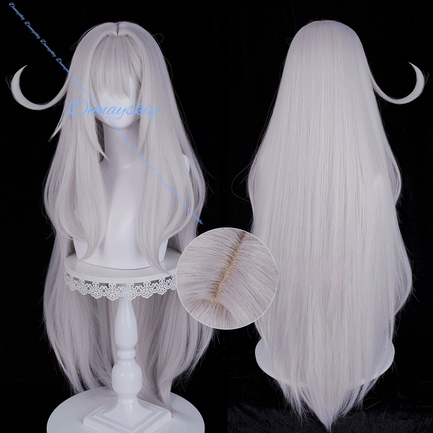 Game Genshin Impact Ronova Ruler of Death Cosplay Costume Silver Wig Red Headwear Woman Girl Halloween Cos Props Festival Suit