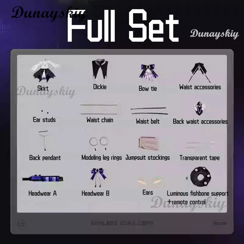 Vivian Cosplay Zenless Zone Zero Costume Wig Black Purple Dress Headwear Full Set For Women Girls Mockingbird Halloween Carnival