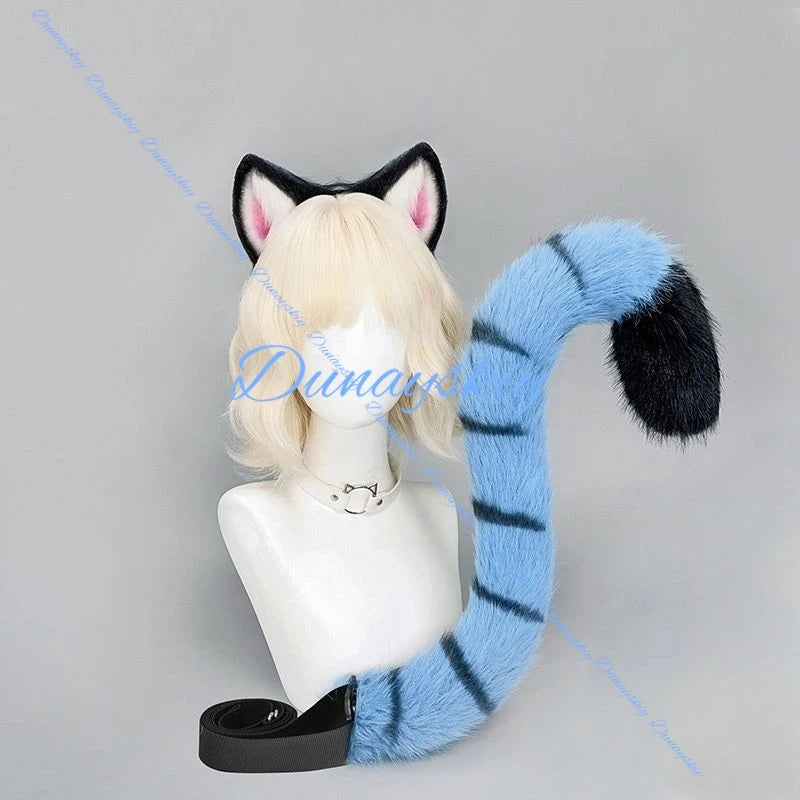Huntrix Kpop Demon Tiger Cosplay Tail Headwear Set Party Props Ear Halloween Carnival Club Pub Masquerade Costume Women Headband