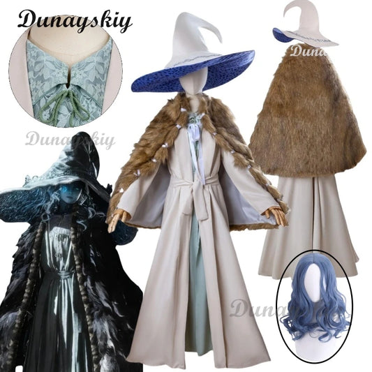 Ranni Game Elden Cosplay Witch Ranni Costume Wig Dress Ring Cloak Hat Woman Man Carnival Party Cape uniform set S-XXXL