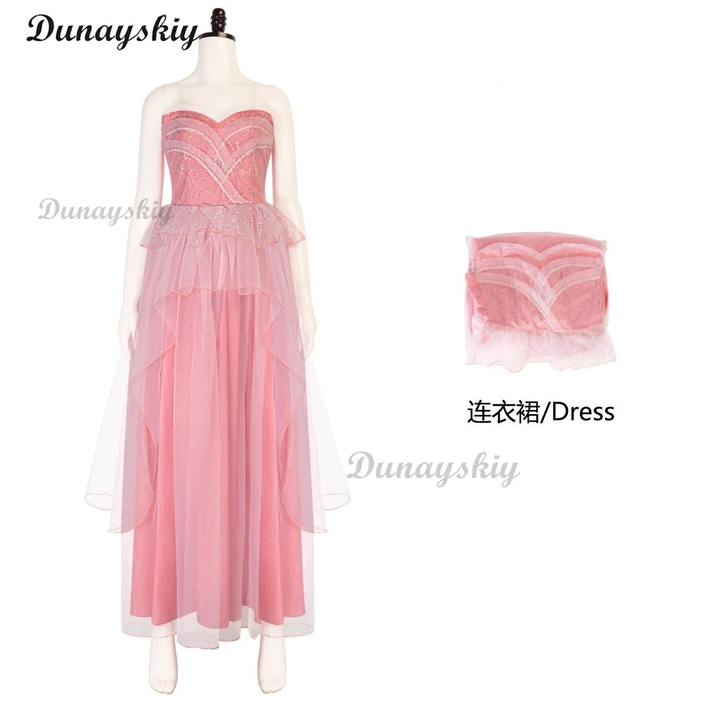 Movie Wicked Glinda Cosplay Costume Witch Women Purple Dress Princess Skirt Wedding Uniform Masquerade Carnival Clothes Outfit