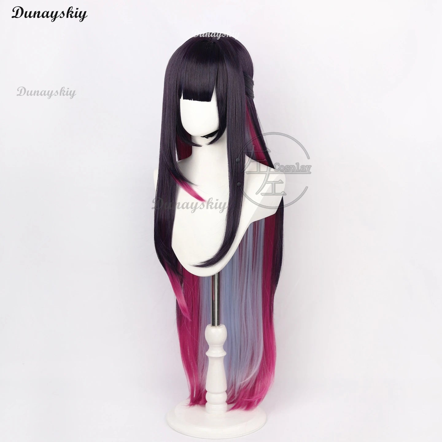 Hysilens Cosplay Game Honkai: Star Rai Wig Helektra Cosplay Wig Black Purple And Red 100cm Long Hair Wig For Halloween