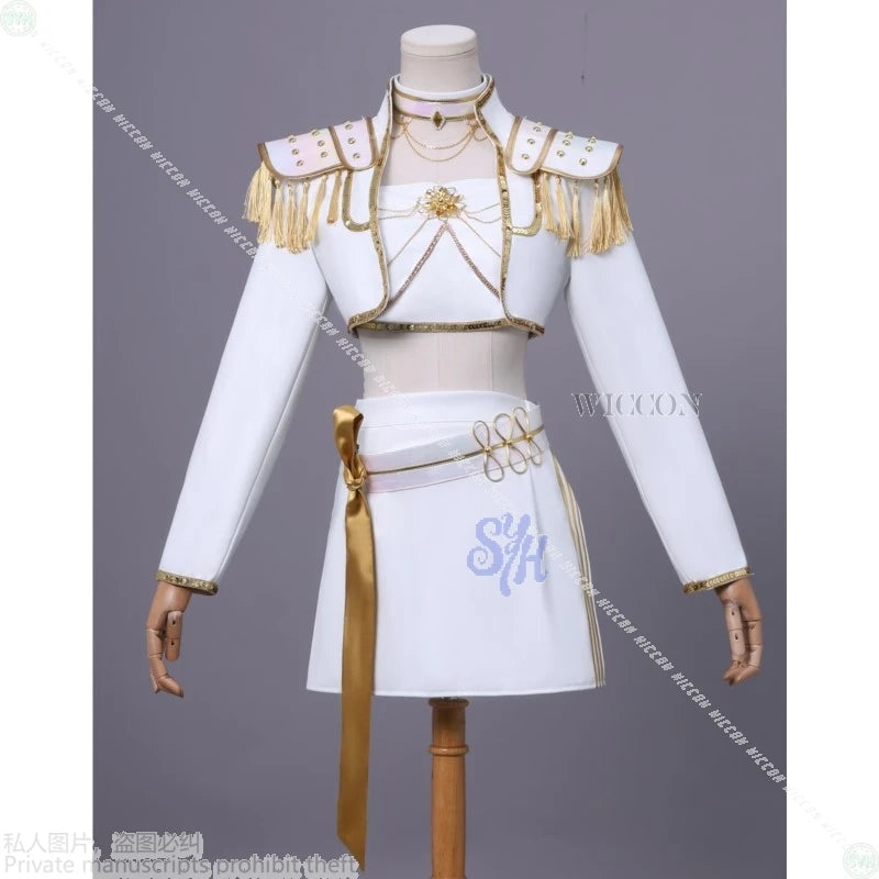 Huntrix WHAT IT SOUNDS LIKE Stage Mira Cosplay Uniform Anime Movie Kpop Demon White Korea Idol Sexy Mini Dress Halloween 코스프레