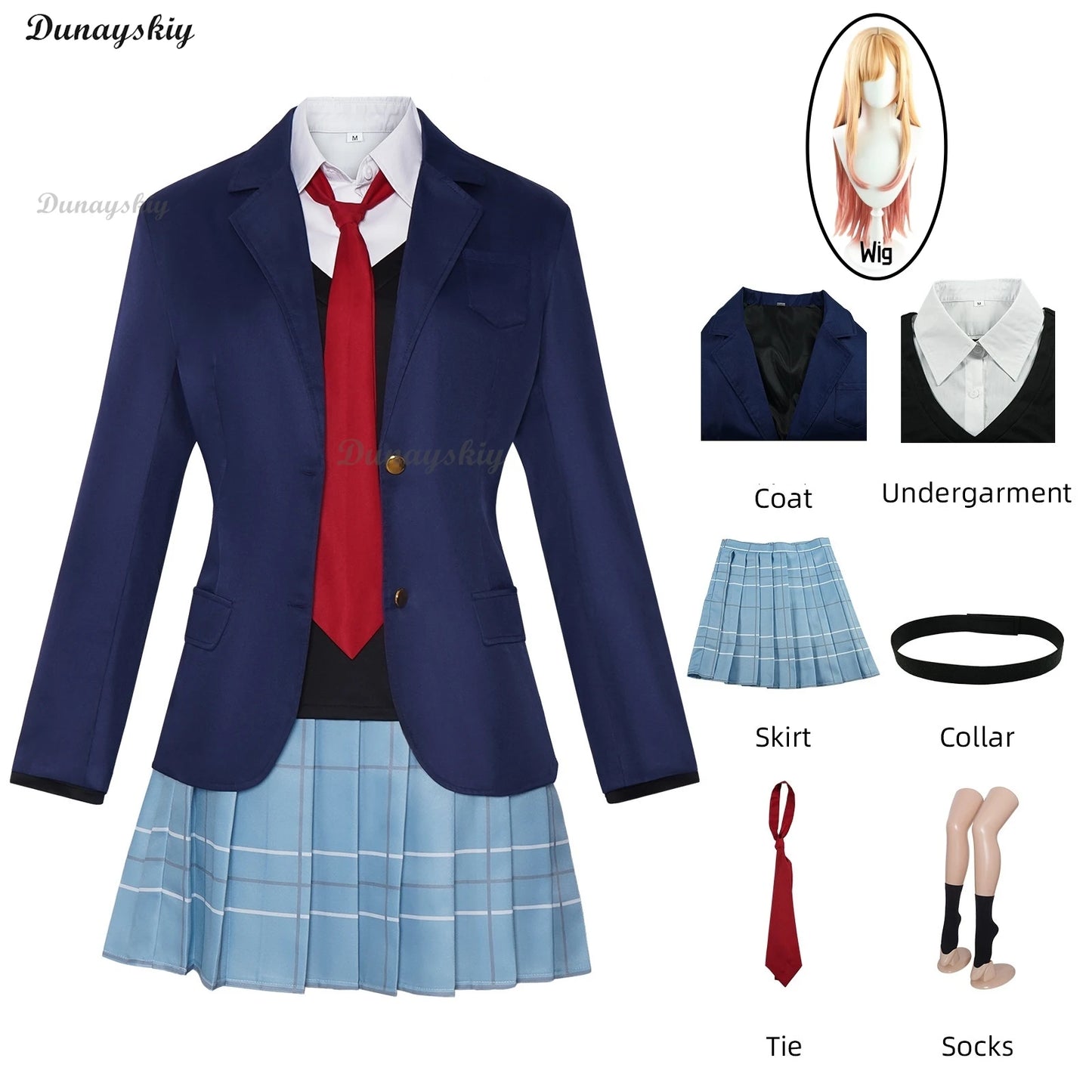 Anime My Dress-Up Gojo Wakana/ Kitagawa Marin Darling Cosplay Costume Wig Short Skirt Top JK Uniform Exhibition Party Role Play