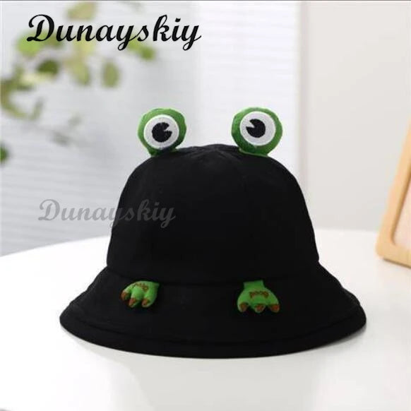 Cute Frog Bucket Hats Cosplay Accessories Women Bucket Hat Women Summer Outdoor Sun Fishing Cap Cotton Wild Panama Decorative