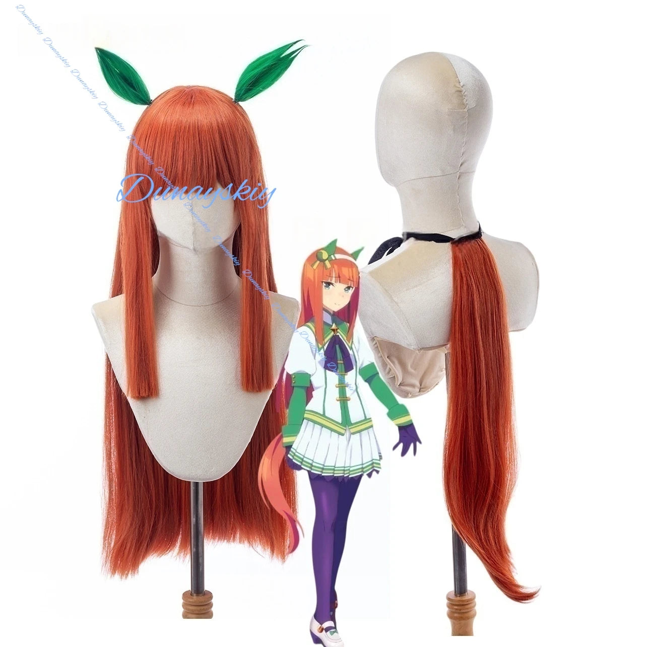 Anime Uma Musume Pretty Derby Silence Suzuka Cosplay Wig Headwear Women Heat Resistant Synthetic Long Orange Hair Wigs