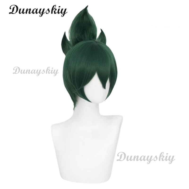 Over Cosplay Wigs Kiriko Watch Cosplay Dark Green Hair Wigs for Game Comic Con Coser Costume Party Heat Resistant Synthetic