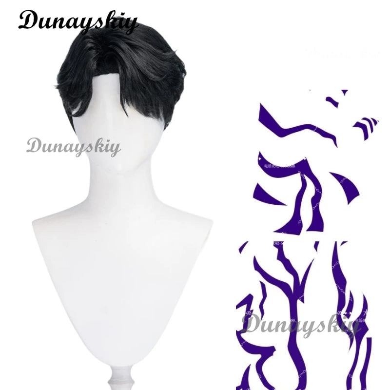 Saja Boys Jinu Wig Movie Cosplay Men Black 30cm Short Hair Star Demon Jinu Cosplay Free Cap Hallowen Party Roleplay