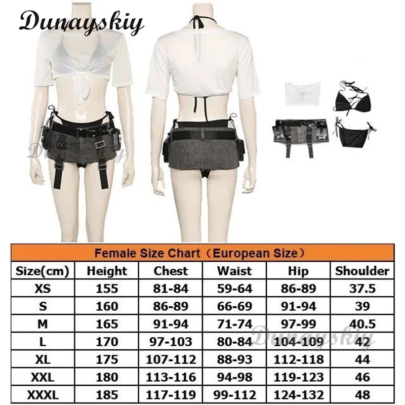 Final VII Remake Tifa Lockhart Cosplay Costume Adult Women Party Blue Dress Outfit Halloween Carnival Suit 6 styles