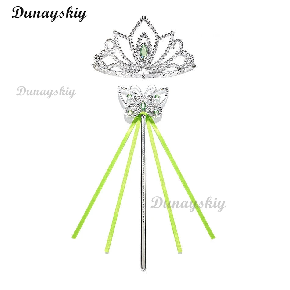 Fancy Girl Flower Fairy Tinker Green Wing Dress Bell Halloween Peter Pan Elf Cosplay costumes Masquerade Party Gowns