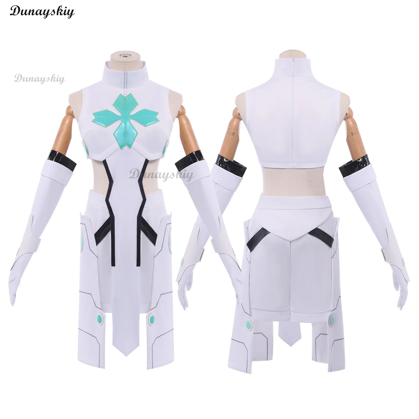Lucky Cyan Cosplay White Green Uniform Cosplay Anime To Be Hero X Costume Wig Outfit Gloves Halloween Party for Women Carnival