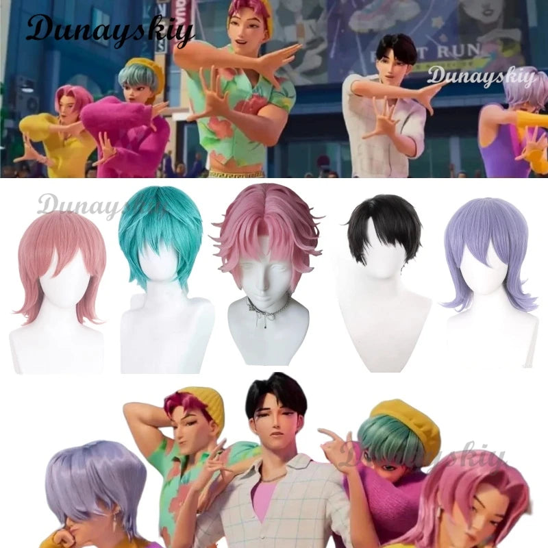 K-Pop Jinu Abby Mystery Romance Baby Saja Boys Demon Hunters Cosplay Wig Tattoo Sticker Roleplay Halloween Group Accessories Raw