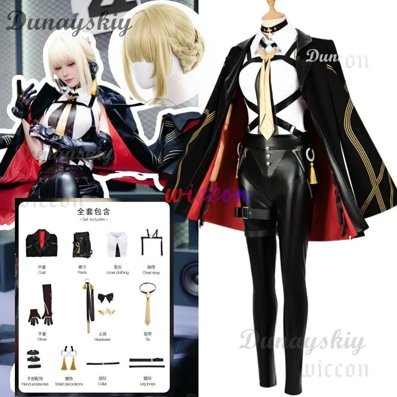 Game Zenless Zone Zero Agent Evelyn Cosplay Costume Role-playing Wig Shoes Clothes ZZZ Combat Uniforms Halloween Party Suit