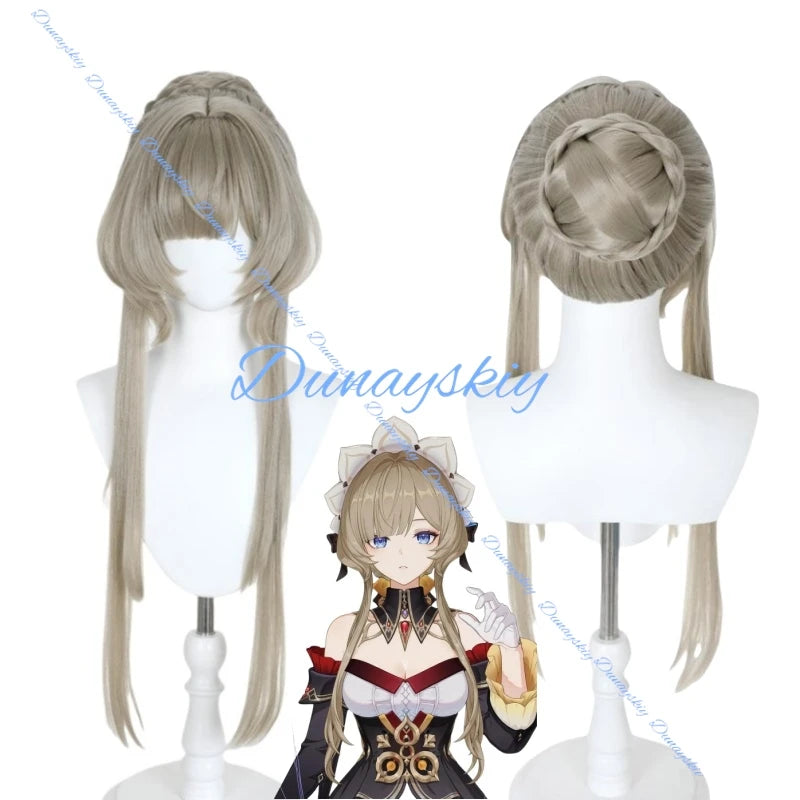 Genshin Impact Marionette Sandrone Cosplay Wig 75cm Long Brown Wig Anime Heat Resistant Synthetic Wigs Halloween Carnival Party