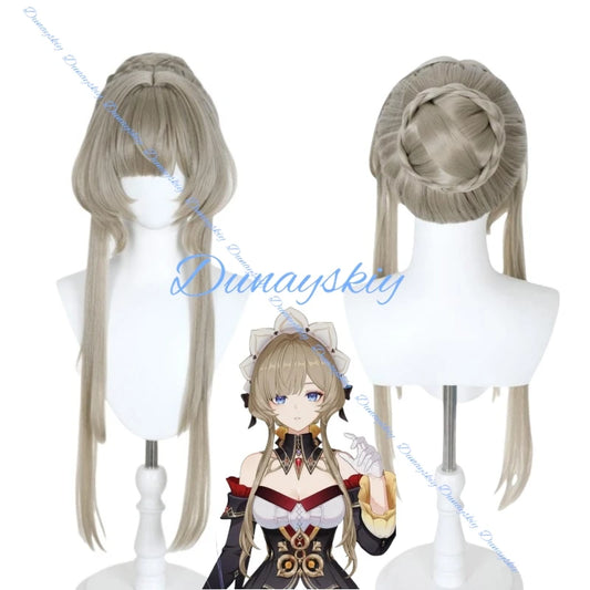 Genshin Impact Marionette Sandrone Cosplay Wig 75cm Long Brown Wig Anime Heat Resistant Synthetic Wigs Halloween Carnival Party