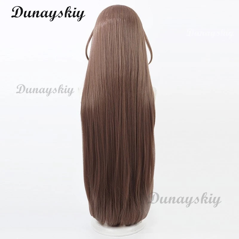 Noir Cosplay Wig Nikke Goddess of Victory Brown 100cm Heat Resistant Synthetic Hair Halloween Party Role Play Carnival + Wig Cap