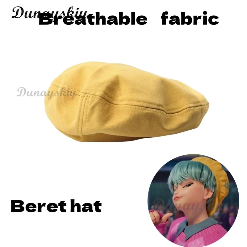 Demon Hunter Saja Boy Baby Cosplay Kpop Group Y2K Wig Hat JiraiKei Heat Resistant Halloween Short Blue Green Hair Cos Outfit