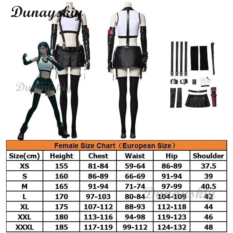 Final VII Remake Tifa Lockhart Cosplay Costume Adult Women Party Blue Dress Outfit Halloween Carnival Suit 6 styles