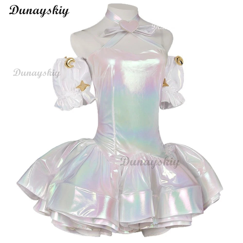 NEEDY GIRL OVERDOSE KAngel Laser Skirts Cosplay Costume Wig Streamer Overload Lolita Dress Shoes Outfit Women Ribbon Ponytail