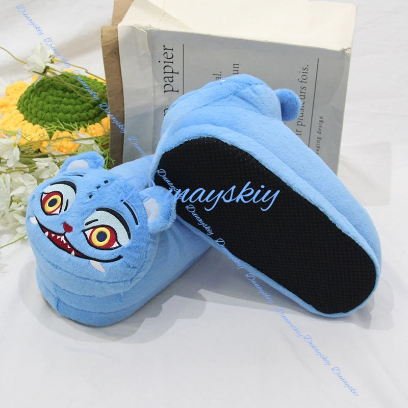2025 Kpop Demon Tiger Cosplay Shoes Plush Slippers Hunters Stuffed Shoe Home Winter cotton shoes Christmas Birthday