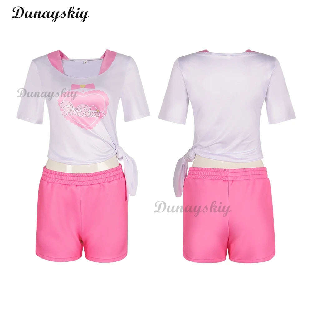 Anime Pripara Hojo Sophy Manaka Laala Minami Mirei SoLaMi♡SMILE Cosplay Costume T-shirt Shorts Wig Woman Sexy Lovely Daily Suit