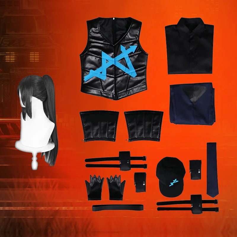 Game Limbus Company  Hong Lu Cosplay Costumes Hong Lu Uniform Clothing Wigs Long Black Jacket Halloween Carnival Costumes anime