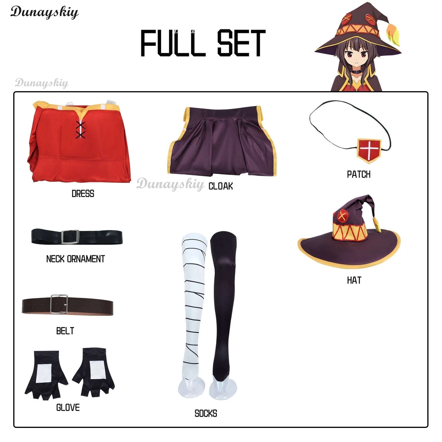 Megumin Cosplay Costume Wig KonoSuba: God's Blessing on This Wonderful World Magic Little Witch Outfit Hat Shoes Customized
