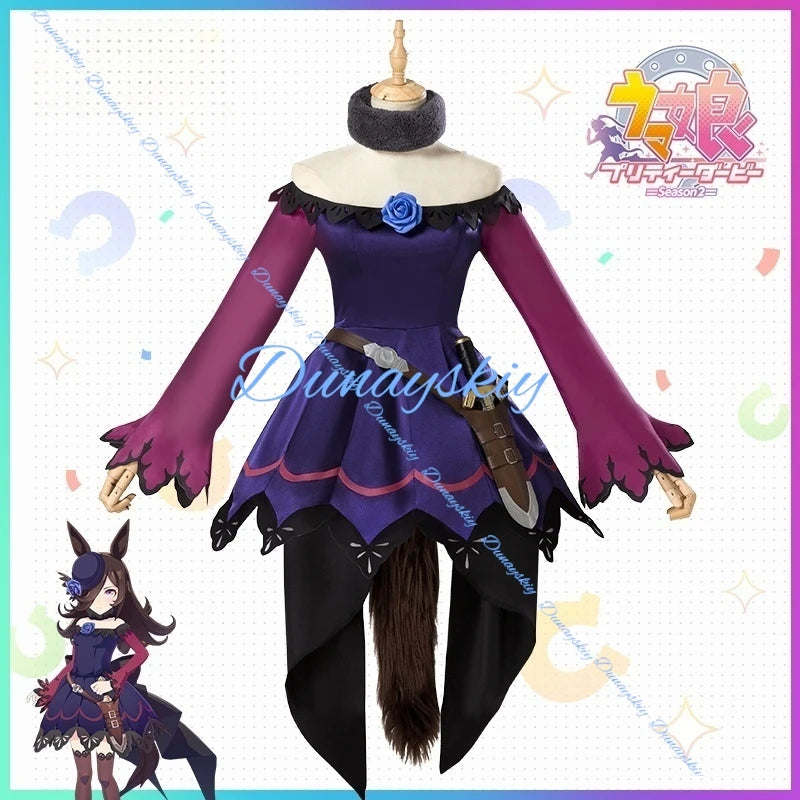 Game Umamusume:Pretty Derby Anime Rice Shower Cosplay Costumes Wig Tail Battle Suit Lovely Dress Halloween Party Outfit Shoes