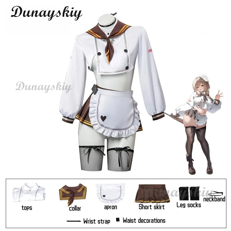Nikke Bride Cosplay JK Sailor Uniform Game Nikke The Goddess Of Victory White Costume Apron Sexy Costumes Wig Halloween Suit