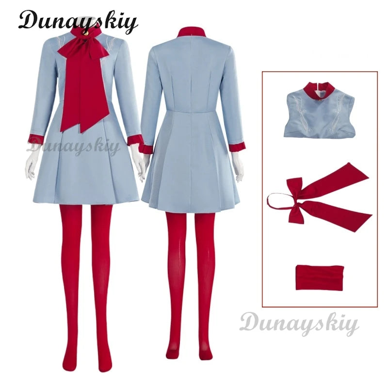 Girl Gaga Cosplay Anime Die With A Smile Lady Cosplay Costume Blue Fancy Dress Suit Halloween Party Takerlama Outfit for Woman