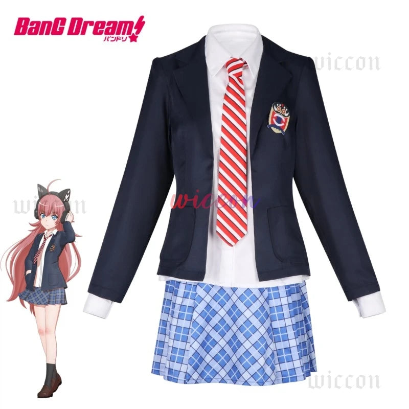 Anime Bang Dream! Cosplay Costume Tamade Chiyu Cosplay Costumes School Uniform Outfit Halloween Party Clothes For Women men