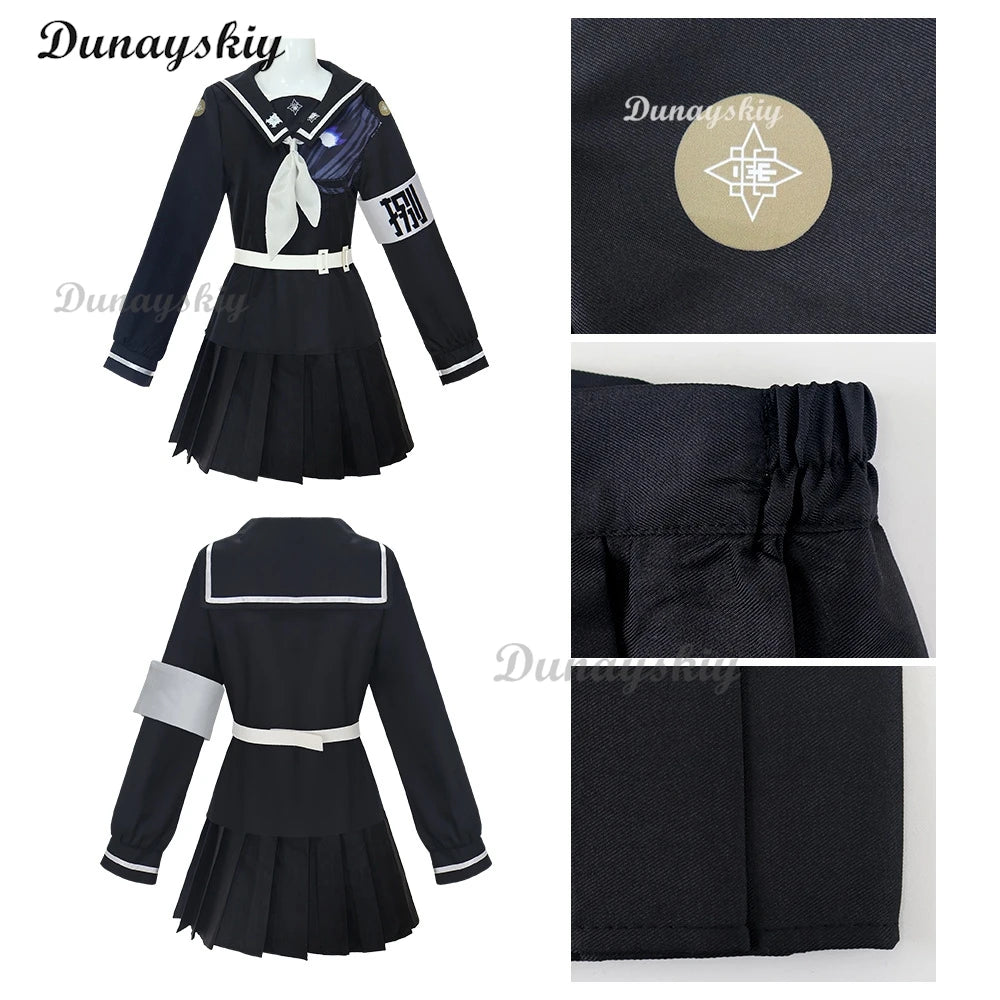 Anime The Hundred Line Darumi Amemiya Sumino Takumi Cosplay Costume Wig Battle Uniform Headwear Last Defense Academy Halloween
