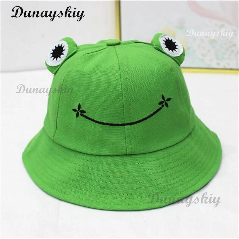 Cute Frog Bucket Hats Cosplay Accessories Women Bucket Hat Women Summer Outdoor Sun Fishing Cap Cotton Wild Panama Decorative