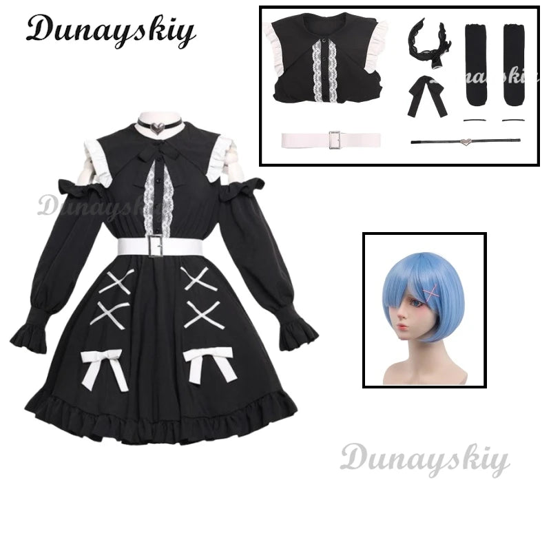 Re:zero Rem Cosplay Dresses Ram Cosplay Costume Re: Life A Different World From Zero Disarmed Mine Girl Cute Princess Dress Sets