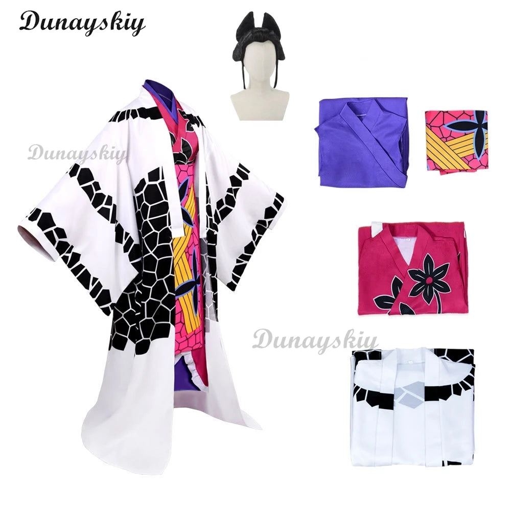 Anime Daki Cosplay Costume Wig Japanese Kimono Dress Outfits Juuni Kitsuki Sixth Women's Clothings Halloween Carnival Suit