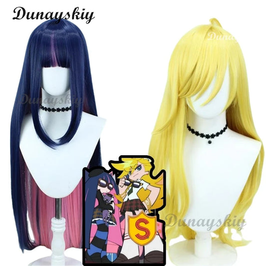 Anime Cosplay Stocking Anarchy Cosplay Wig 100cm/120cm Long Blue Pink Stocking Role Play Wigs Customized