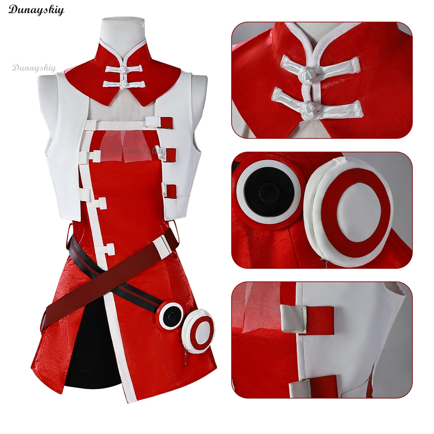 Yuezheng Ling V3 Cosplay Costume Wig For Halloween Christmas Festival Girl Singer Yuezheng Ling Role Play Red Dress