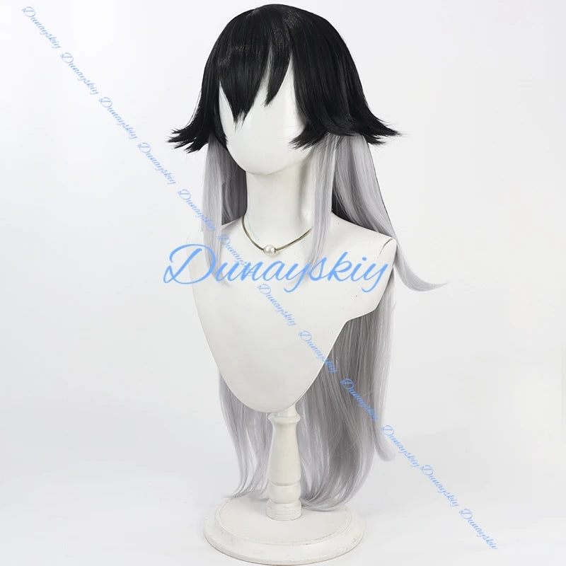 Nikke The Goddess of Victory K Cosplay Wigs K 90cm Synthetic Hair Long Straight Black Mixed Gray Cos Wig Heat Resistant