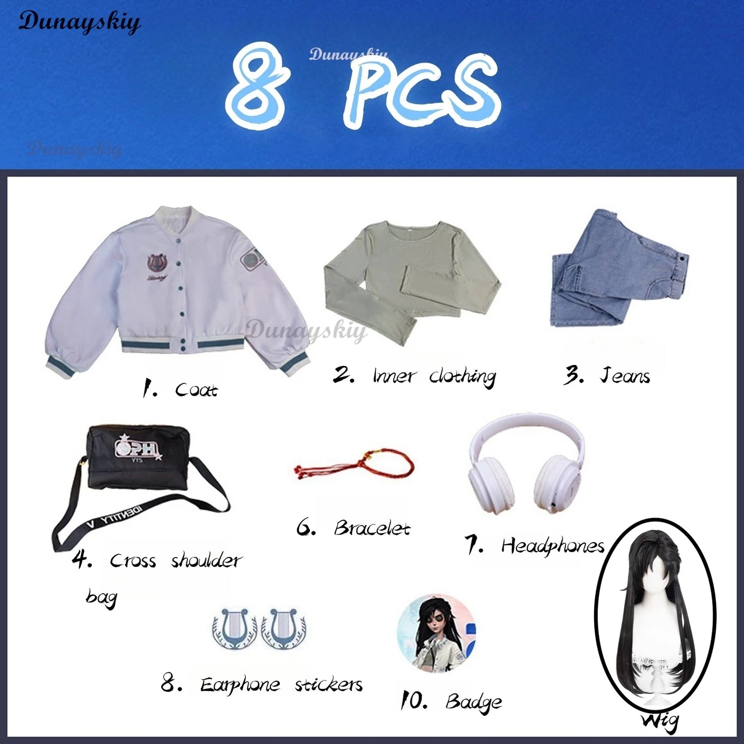 Game Identity V Antiquarian Qi Shiyi Cosplay Costume Wig Cute Party Suit Coat Shirt Pants Halloween Carnival Customized