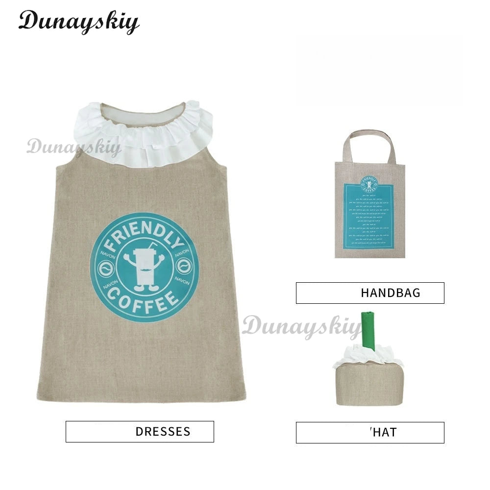 Green Cocoa Drink Milk Tea Cosplay Costume Halloween Drink Theme Party Masquerade Dress Up Carnival Party Stage Fancy Dress