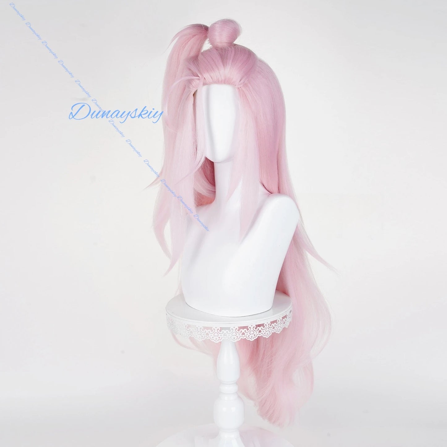 Aino Cosplay Genshin Impact Wig Long Pink Hair Clink-Clank Krumkake Craftshop Heat Resistant Fiber Hair Halloween for Women Girl