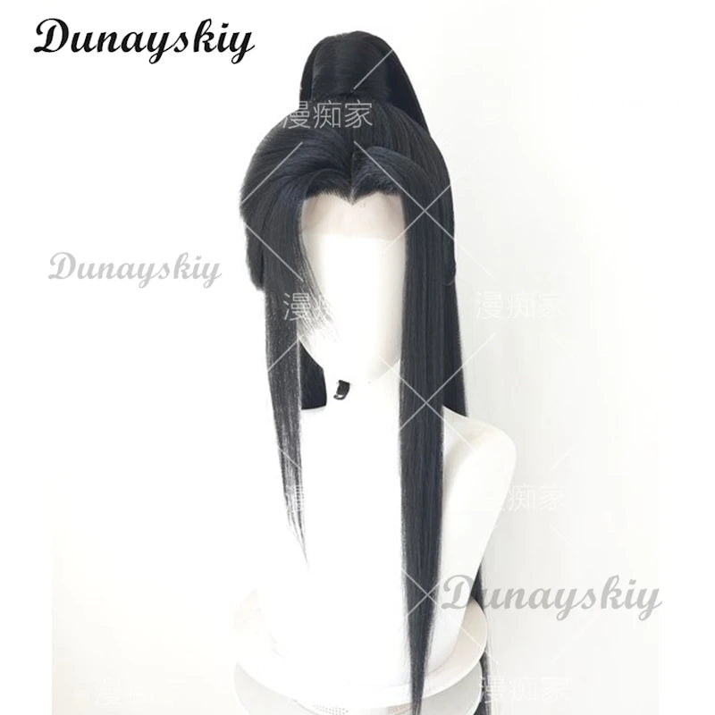 He Xuan Cosplay TGCF Long Black Wig Tian Guan Ci Fu Heaven Official's Blessing Synthetic Hair HeadwearHalloween Prop Customized