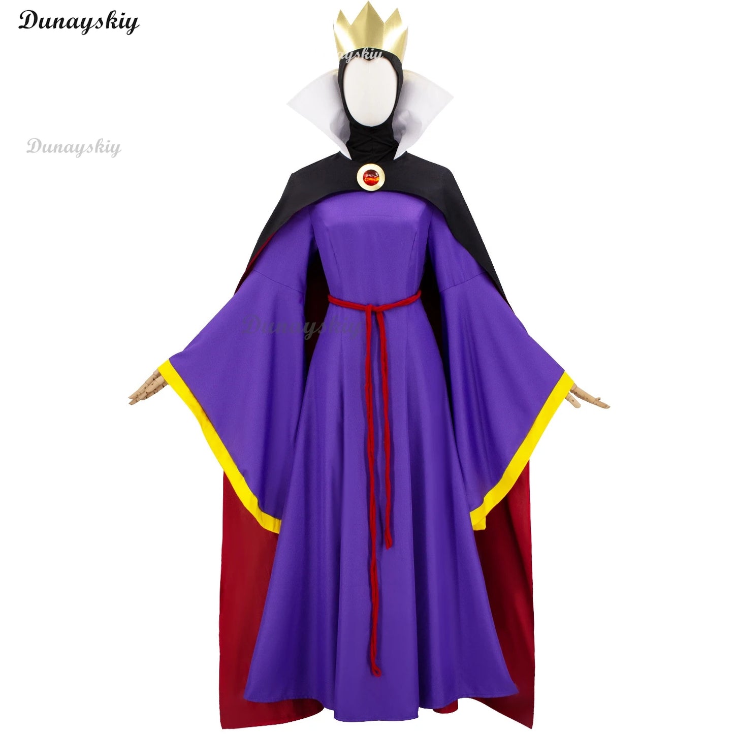 Stepmother Evil Queen Snow Cos White Cosplay Costume Queen Purple Dress Black Cope Villainous Cosplay Costume Halloween