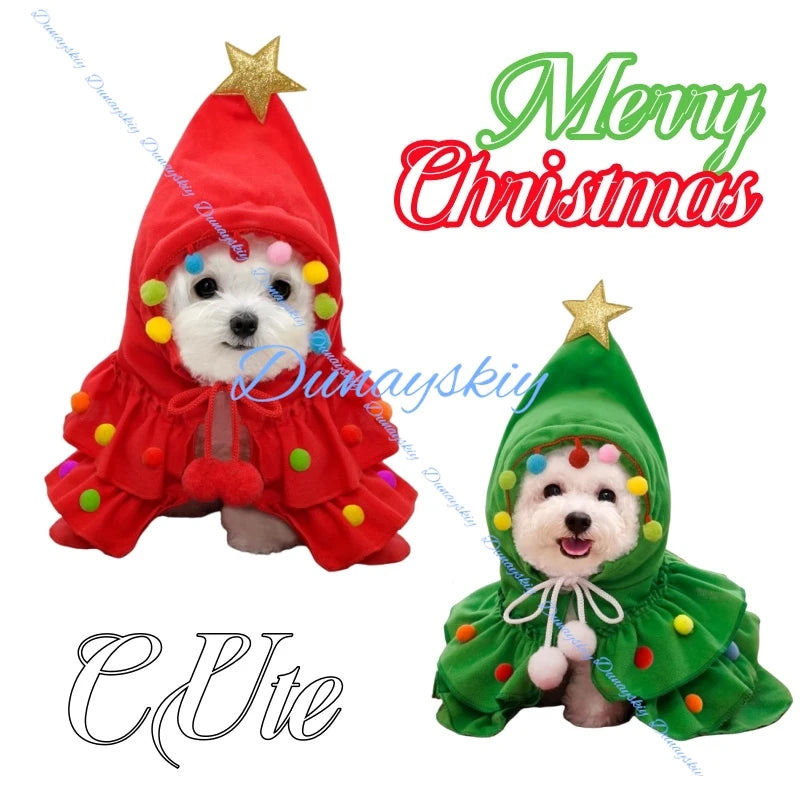 Holiday Supplies Party Cosplay Cope Christmas Dog Cloak Colorful High Quality Pet Cape Santa Tree Costume Puppy Coat