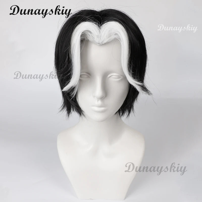 Husk Cosplay Wig Headwear Cosplay Hotel Husk Cosplay Headwear Accessories Male Black White Wig Role Modelings Halloween Party