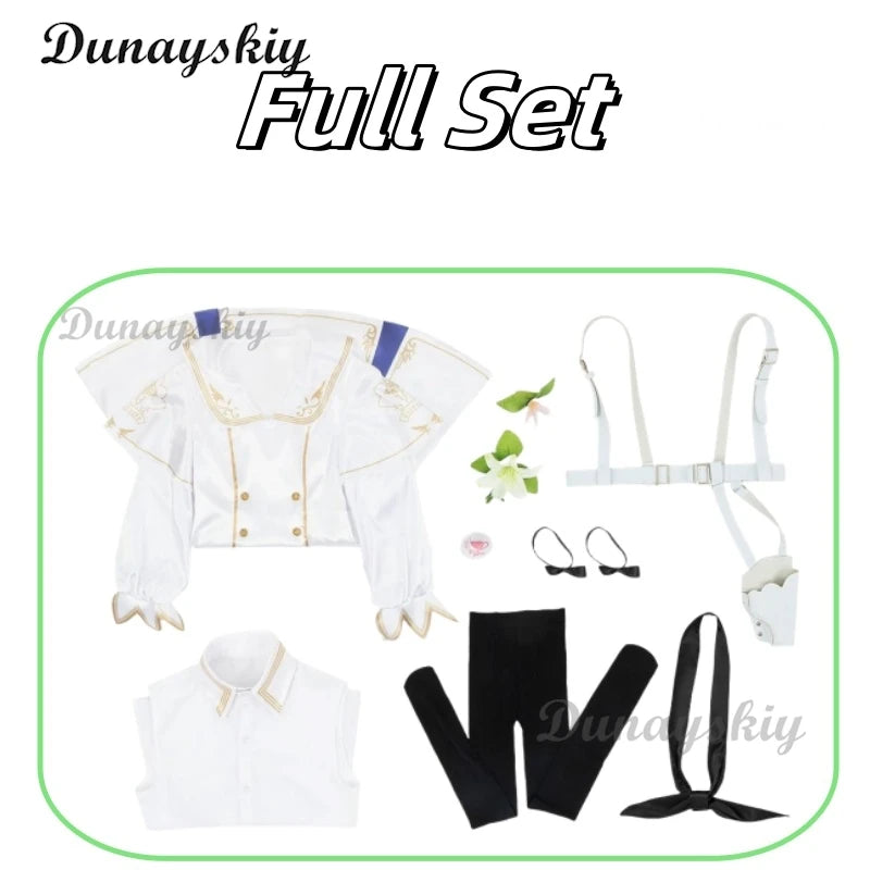 Anime Game Blue Archive Cosplay Kirihuji Nagisa White Dress Wing Women Girl Halloween Cosplay Costume Flower Headwear Halo Wig