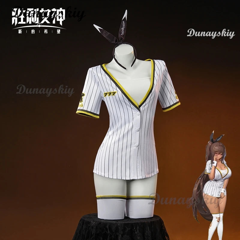 NIKKE Goddess of Victory Black Rabbit Noir Cosplay Costume Wig Sexy Sport Style Suit Baseball Jersey Dress Headwear Socks Set